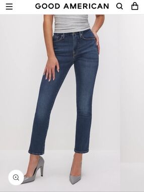 Good American Good Legs Blue Straight Leg Jeans Sz 25/0 Stretch